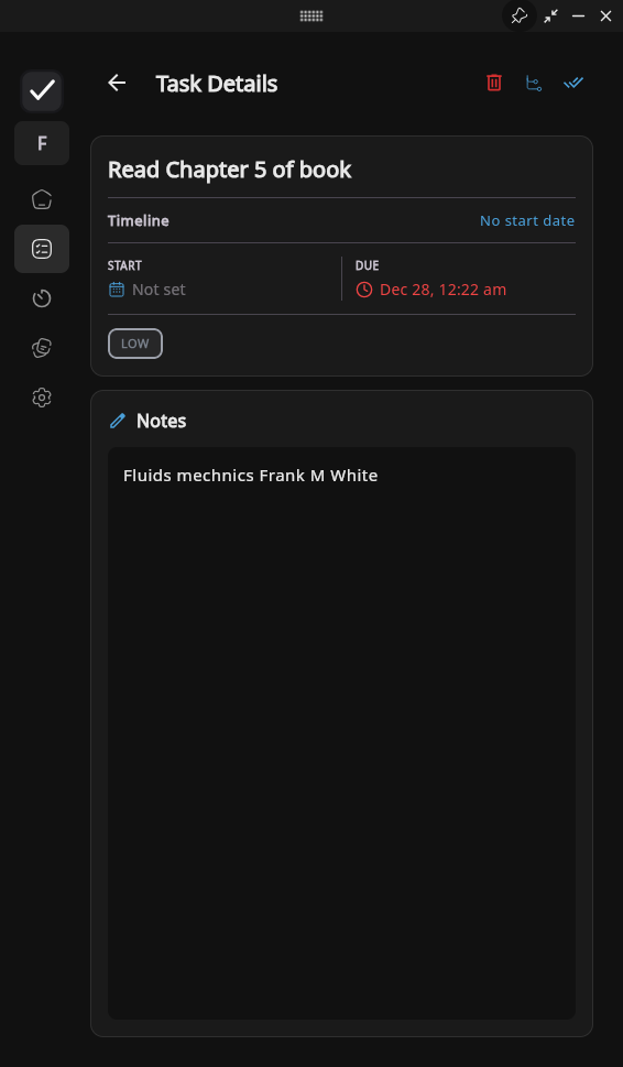 Trak Task Details - Dark Mode