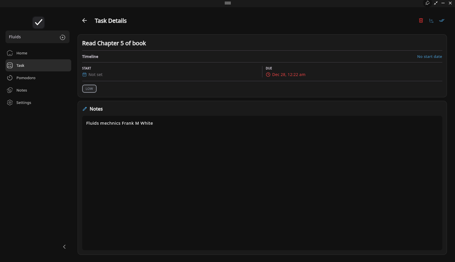 Trak Task Details - Dark Mode