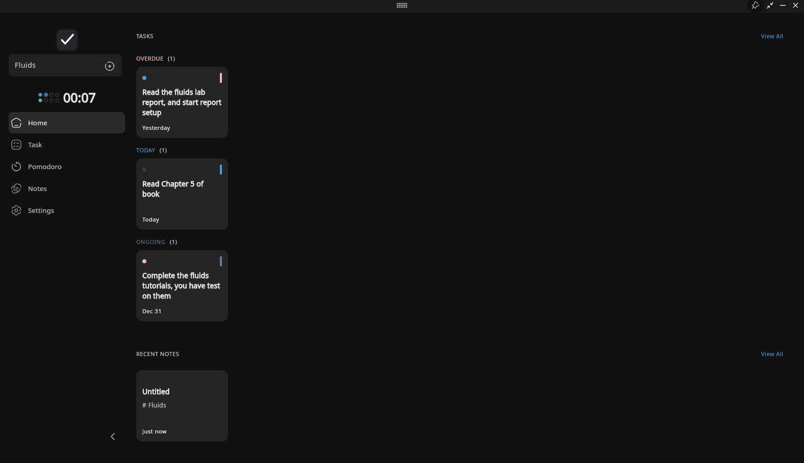 Trak Home View - Dark Mode