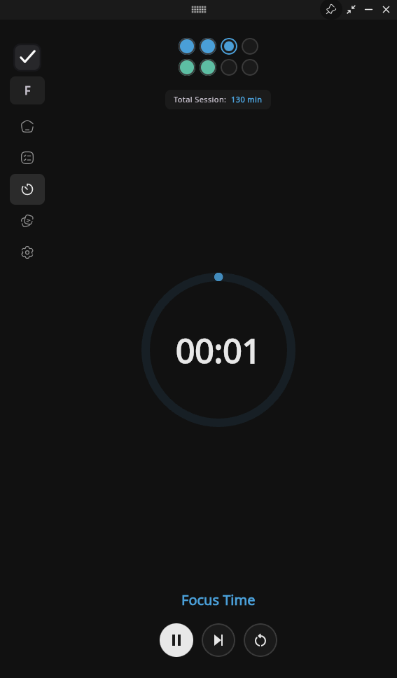 Trak Pomodoro Timer - Dark Mode Narrow
