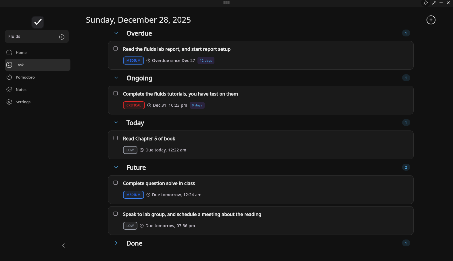 Trak Task List - Dark Mode
