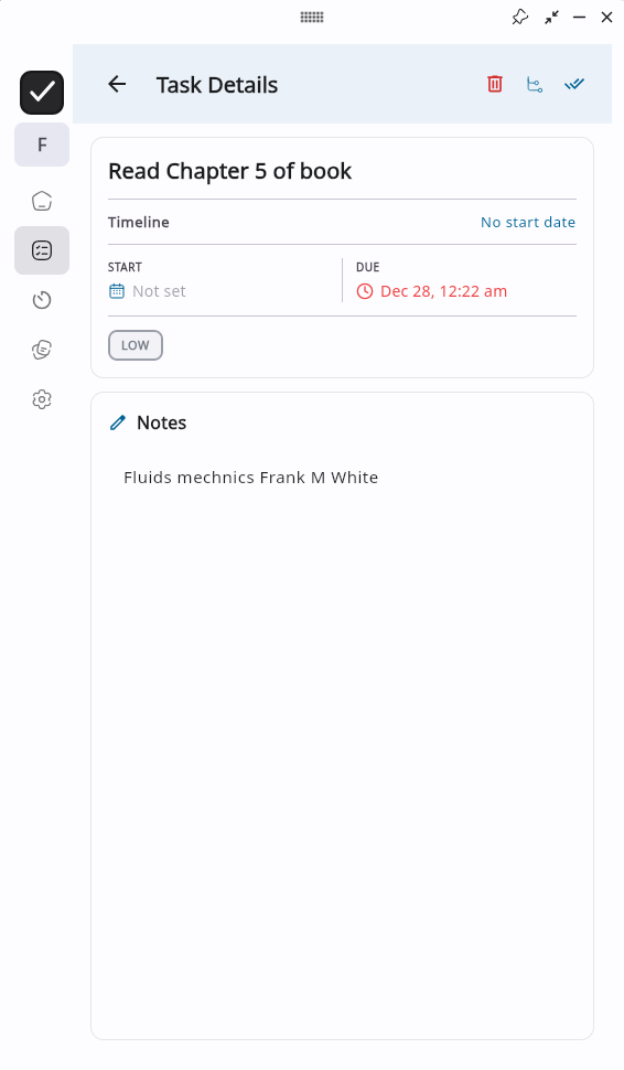 Trak Task Details - Light Mode