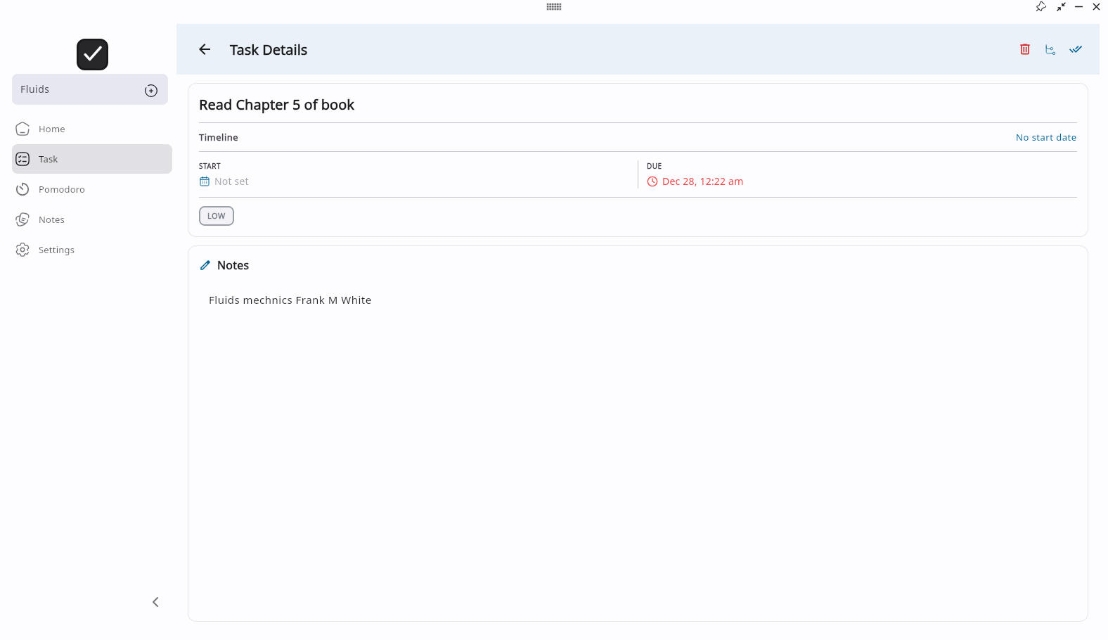 Trak Task Details - Light Mode