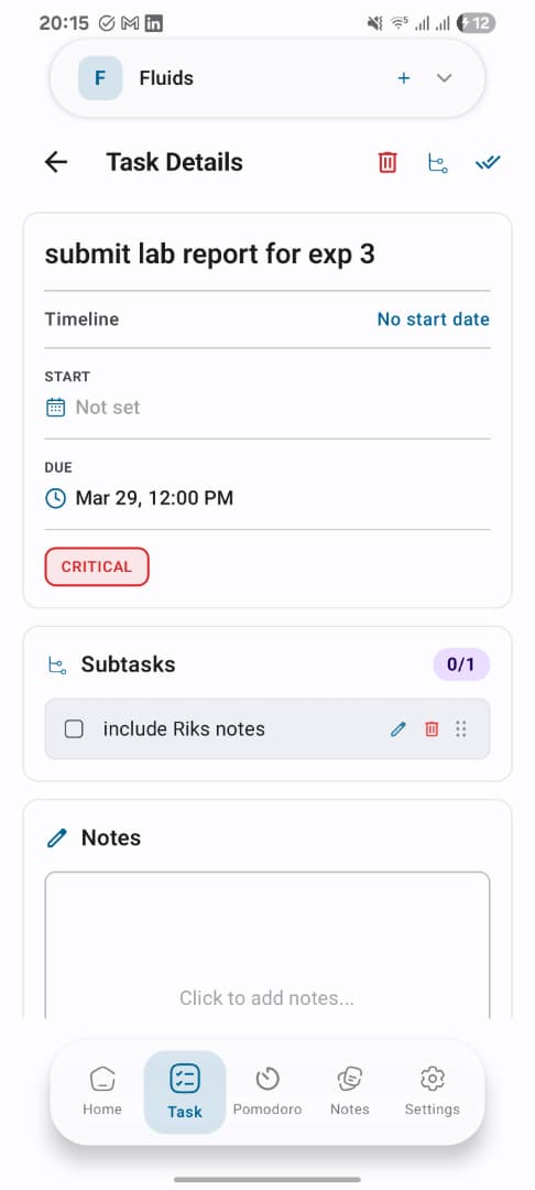 Trak Task Details - Mobile